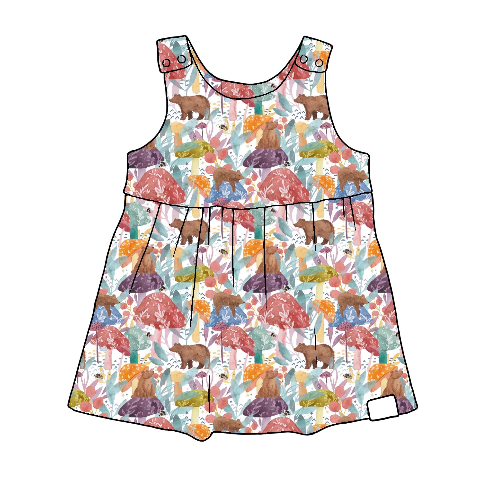 Bear Shrooms Pinafore Dress