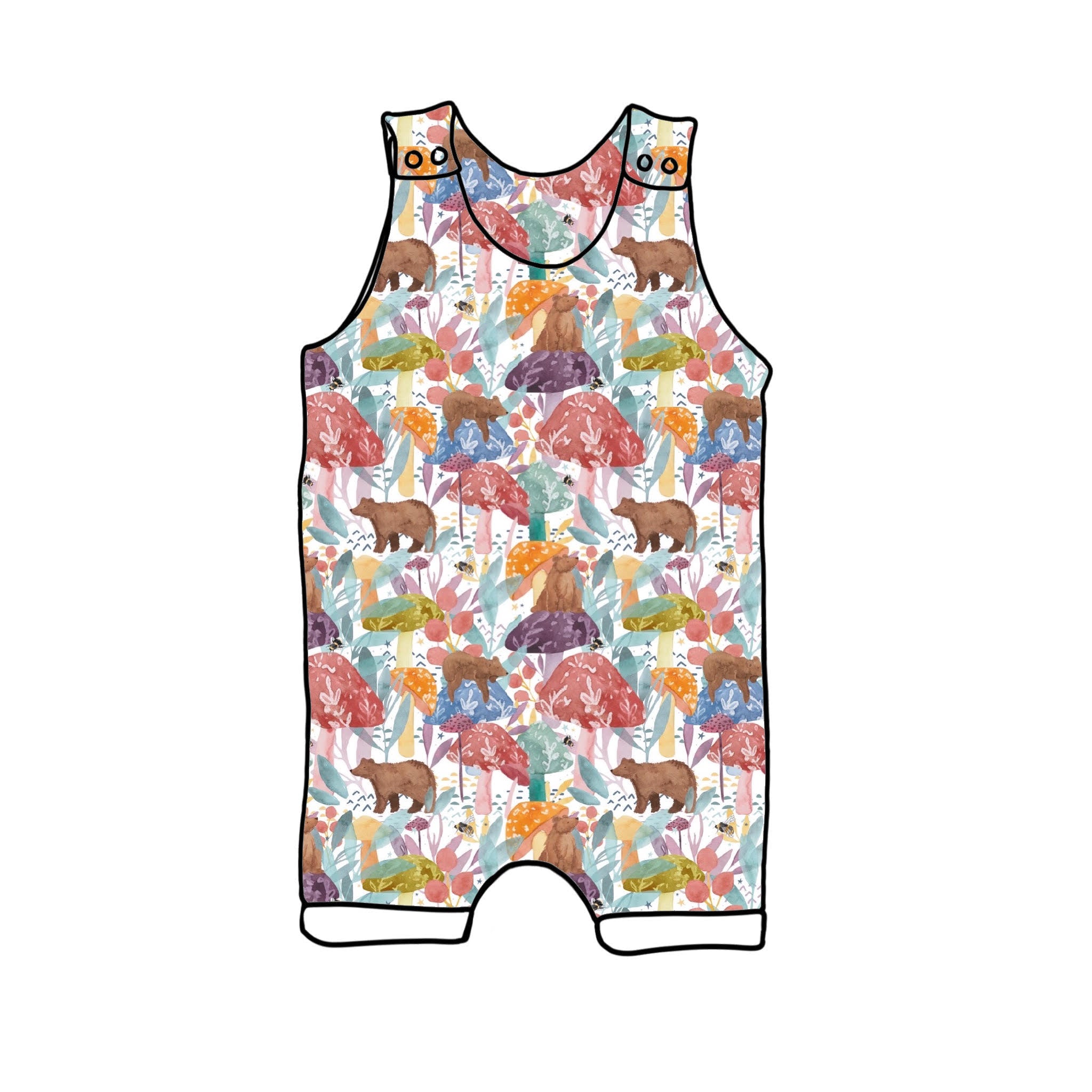 Bear Shrooms Short Romper