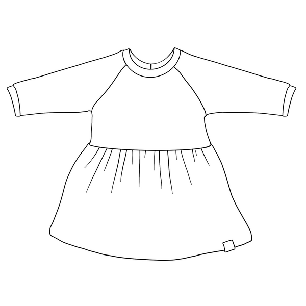 Inky Mountains Gathered Raglan Dress