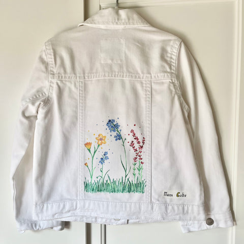3-4y White Denim Jacket (Wildflower)