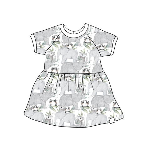 Panda Pals Gathered Raglan Dress