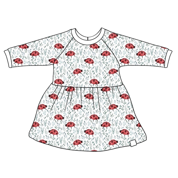 Lucky Ladybird Gathered Raglan Dress